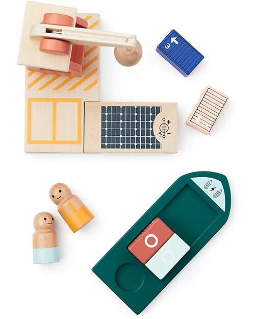 Kid's Concept Aiden Wooden Container Port - Multicolor - Certified FSC Wood Wooden Toy Cars, Trains & Trucks