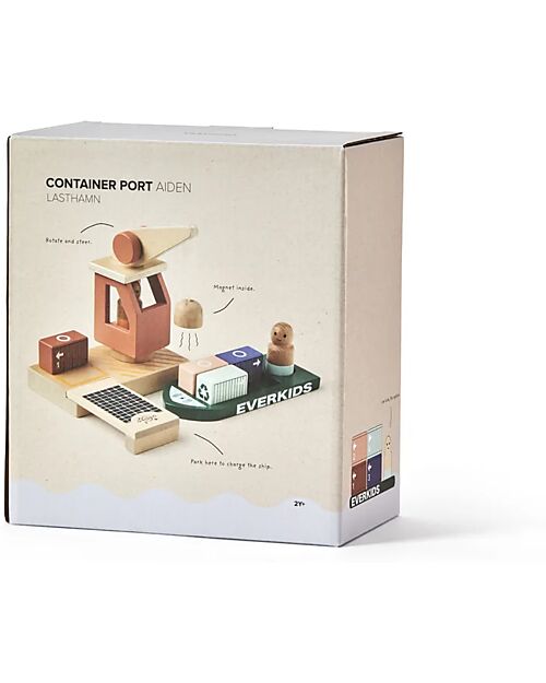 Kid's Concept Aiden Wooden Container Port - Multicolor - Certified FSC Wood Wooden Toy Cars, Trains & Trucks
