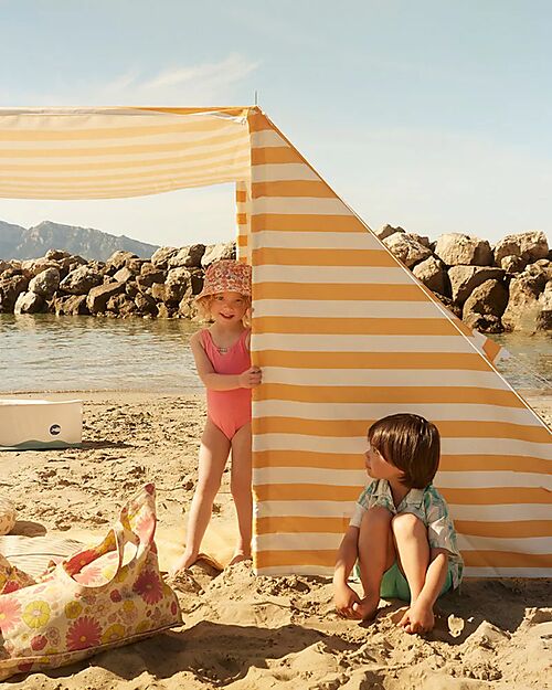 Kid's Concept Beach Tent - Yellow and White - Stripes - Protects Against UVA and UVB Rays Beach Toys