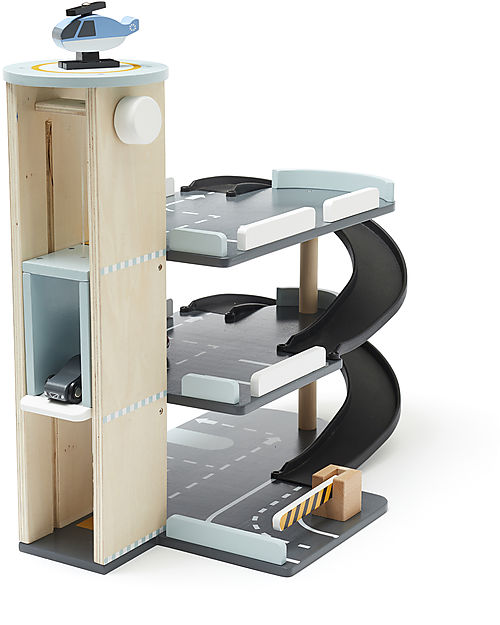 Kid's Concept Grage with Ramp - Park your cars and take the helicopter! Wooden Toy Cars, Trains & Trucks