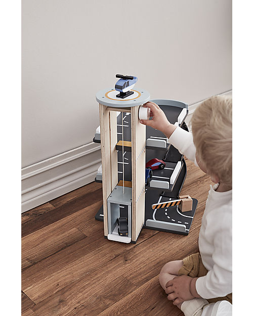Kid's Concept Grage with Ramp - Park your cars and take the helicopter! Wooden Toy Cars, Trains & Trucks