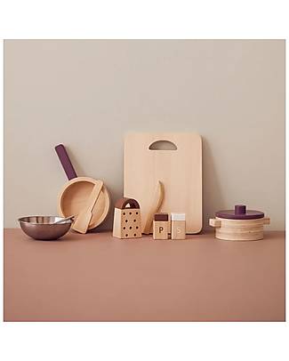 Kid's Concept Pots & Pans Play Set - Wood - 10 Pieces - Everyone at the table! Toy Kitchens