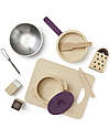 Kid's Concept Pots & Pans Play Set - Wood - 10 Pieces - Everyone at the table! Toy Kitchens