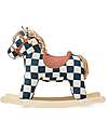 Kid's Concept Rocking Horse - Miro - Check Pattern - Petrol Blue and White - 18m+ Rides On
