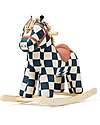 Kid's Concept Rocking Horse - Miro - Check Pattern - Petrol Blue and White - 18m+ Rides On