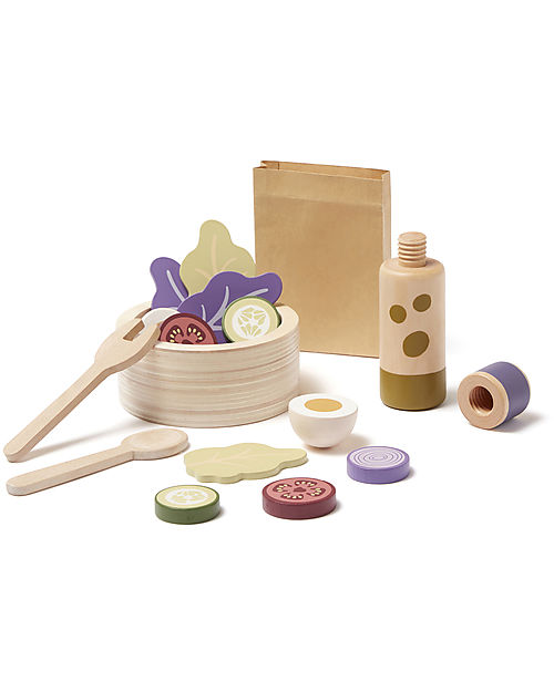Kid's Concept Salad  Play Set - 21 Pieces - Everyone at the table! Wooden Food