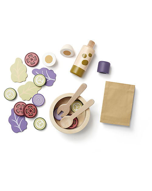 Kid's Concept Salad  Play Set - 21 Pieces - Everyone at the table! Wooden Food
