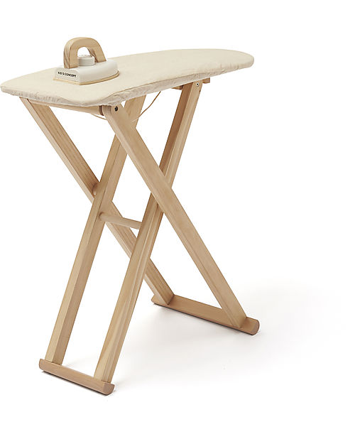 Kid's Concept Set with Iron and Ironing Board -Wood and Cotton - Adjustable height! Pretend Play