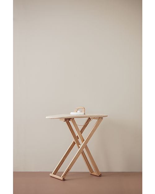 Kid's Concept Set with Iron and Ironing Board -Wood and Cotton - Adjustable height! Pretend Play