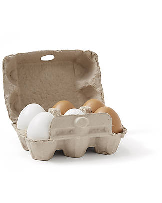Kid's Concept Wooden Eggs Toy - 6 Pieces - Have fun in the kitchen! Wooden Food