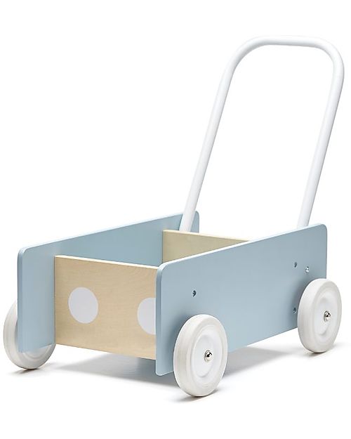 Kid's Concept Wooden Wagon - Light Blue - Perfect for the first steps and for storing your toys! Push-Toys