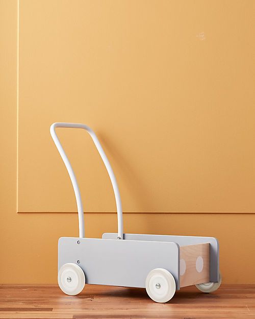 Kid's Concept Wooden Wagon - Light Blue - Perfect for the first steps and for storing your toys! Push-Toys
