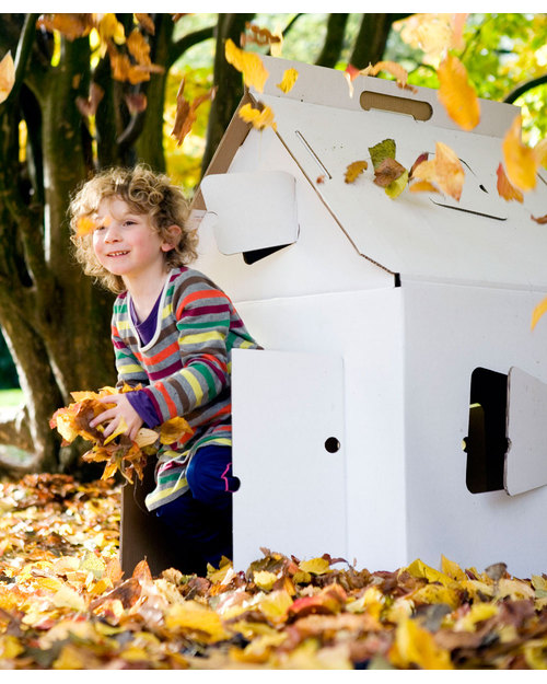 Kidsonroof Casa Cabana White - Playhouse made of 100% Recycled Cardboard - Paint and Colour to make it your own! Playhouses