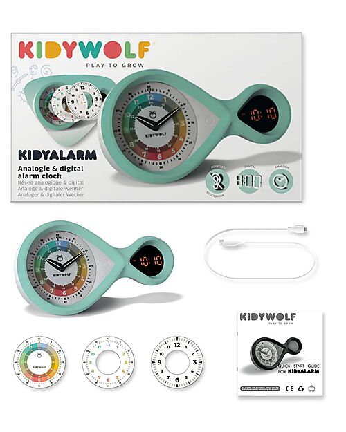 Kidywolf Analog and Digital Alarm Clock - Green - Perfect for Learning to Tell Time - 6+ Years Watches