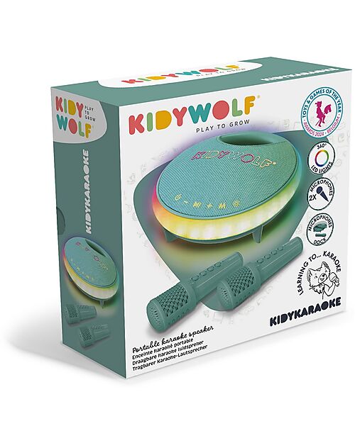 Kidywolf Kids Karaoke - Green - 2 Microphones and 2 Speakers Audio Players