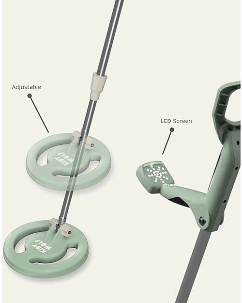 Kidywolf Metal Detector with Telescopic Arm - Green - Easy and Fun Exploration Tool - 6+ years Outdoor Games and Toys_