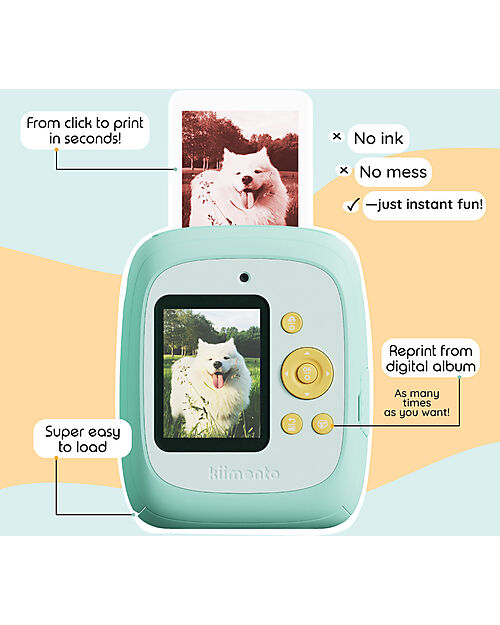 Kiimento Kiimento Instant Print Digital Camera - Mint - Ink-Free Printing - Ages 8+ Cameras