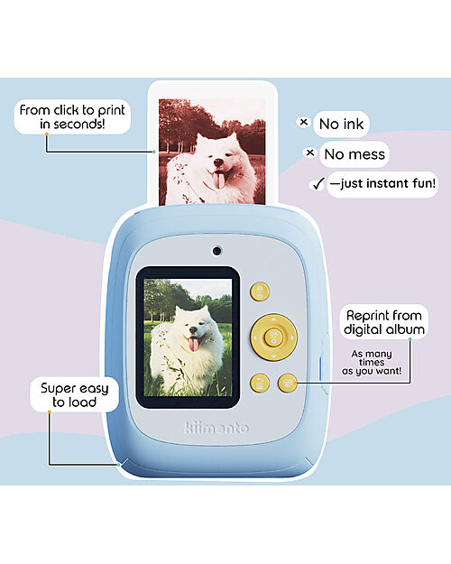 Kiimento Kiimento Instant Print Digital Camera - Sky Blue - Ink-Free Printing - Ages 8+ Cameras