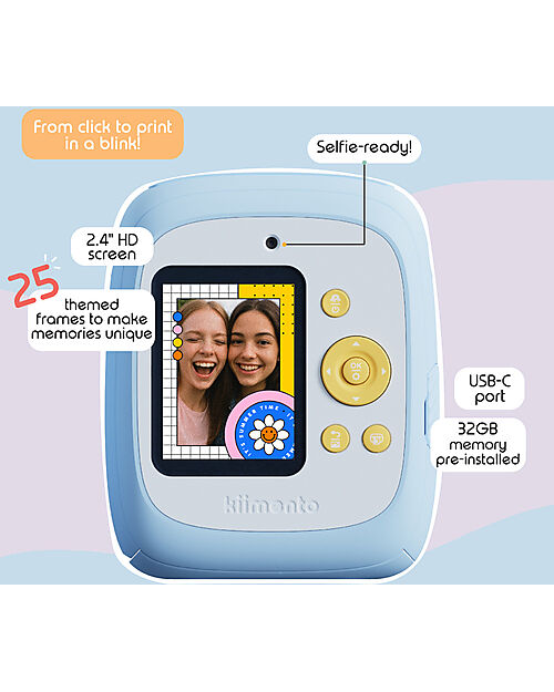 Kiimento Kiimento Instant Print Digital Camera - Sky Blue - Ink-Free Printing - Ages 8+ Cameras
