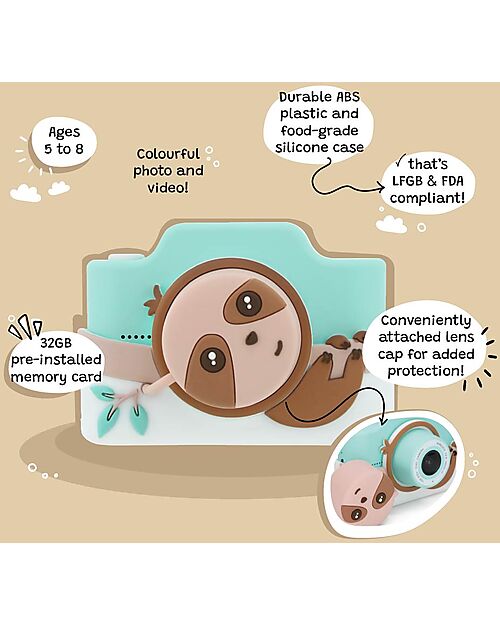 Kiimento Kiimento Touchscreen Digital Camera - Zippy the Sloth - Photo & Video - Ages 5+ Cameras