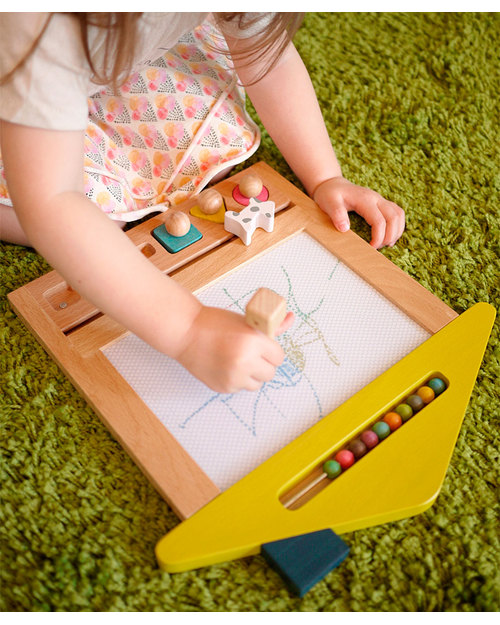 Kiko+ and gg* Magic Drawing Board Oekaki House Dog - Sustainable Beechwood Non-toxic colours Drawing Boards