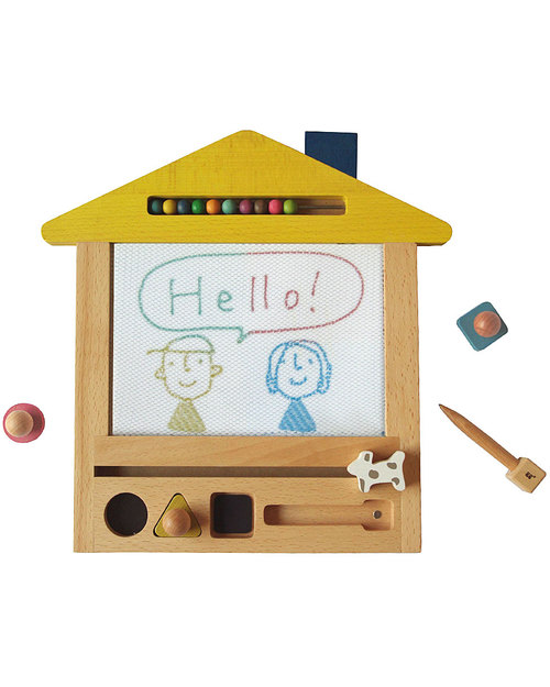 Kiko+ and gg* Magic Drawing Board Oekaki House Dog - Sustainable Beechwood Non-toxic colours Drawing Boards