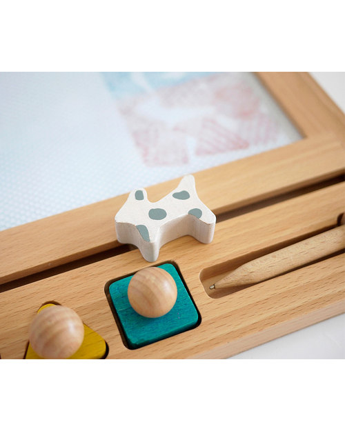 Kiko+ and gg* Magic Drawing Board Oekaki House Dog - Sustainable Beechwood Non-toxic colours Drawing Boards