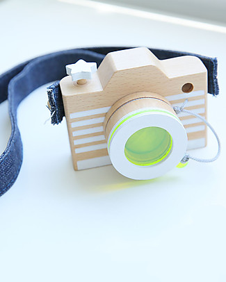 Kiko+ and gg* Toy Camera, Yellow - Includes coloured lens and denim straps! Wooden Blocks & Construction Sets