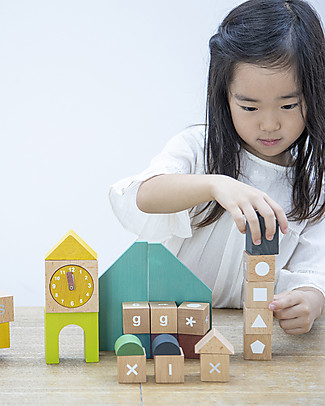 Kiko+ and gg* Tsumiki School - Numbers, Symbols and Shapes Blocks STEM toys