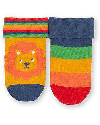Frugi Grippy Socks 2 Pack - Rainbow Farm - Organic Cotton unisex (bambini)