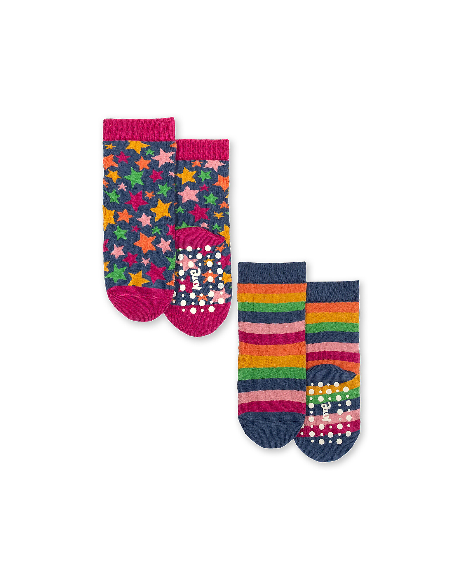 Kite 2-pack Baby Socks - Superstar Multicolor Pink - Organic Cotton unisex  (bambini)
