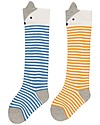 Kite Baby Long Socks, 2-pack - Fox, Blue/Ochre - Organic Cotton Socks