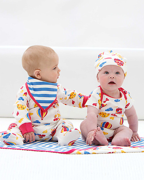 Kite Balloons Bandana Bib, Reversible - Red  - 100% Organic Cotton Bandana Bibs