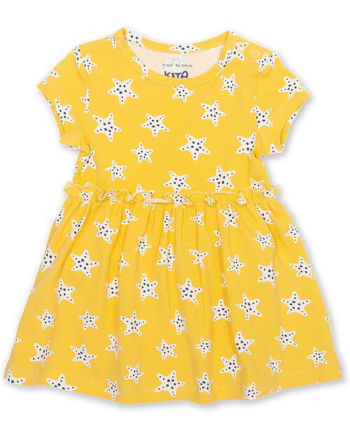 Kite Bodydress - Super Starfish - Yellow - Organic Cotton Dresses_