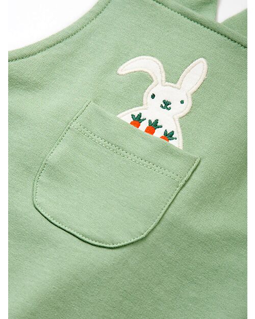 Kite Dungarees - Light Green - Bunny Print - with Front Pocket - Organic Cotton Dungarees