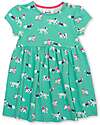 Kite Flora Short Sleeves Dress - Green - Dogs - Flared Cut - Organic Cotton Jersey Dresses_