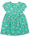 Kite Flora Short Sleeves Dress - Green - Dogs - Flared Cut - Organic Cotton Jersey Dresses_