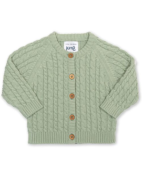 Kite Knitted Cardigan - Light Green - with Buttons - 100% Organic Cotton Cardigans