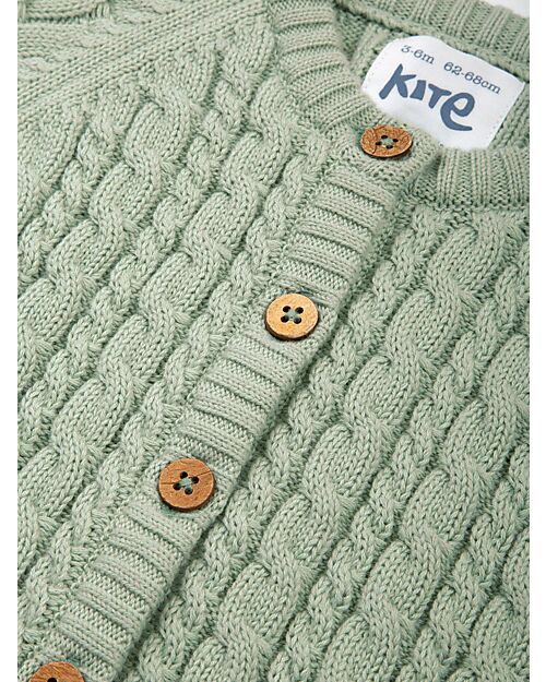 Kite Knitted Cardigan - Light Green - with Buttons - 100% Organic Cotton Cardigans