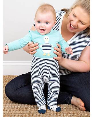 Kite Leggings - Blue Stripes - with Elasticized Waist - Organic Cotton Jersey Leggings
