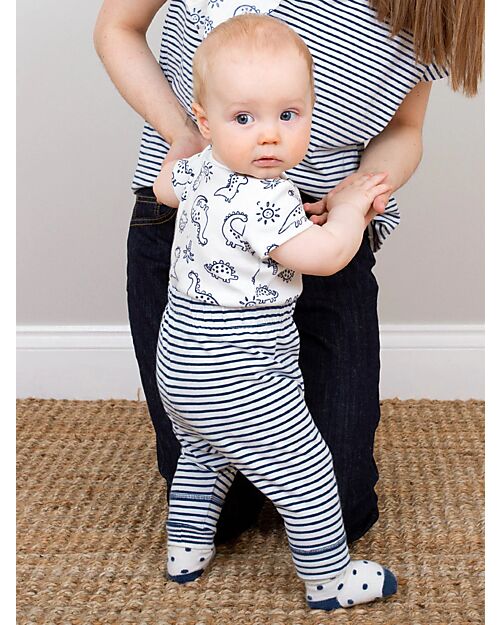 Kite Leggings - Blue Stripes - with Elasticized Waist - Organic Cotton Jersey Leggings