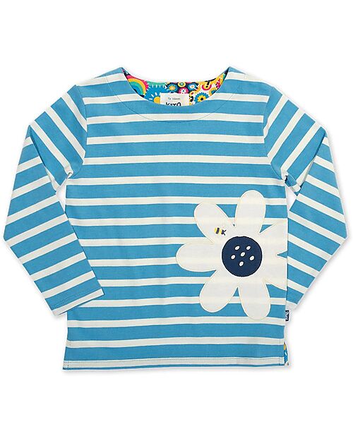 Kite Long Sleeve Shirt - Blue - Stripes with Print - 100% Organic Cotton Long Sleeves Tops