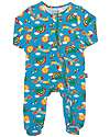Kite Long Sleeves Romper - Blue - Rainbow Print - with Front Zip - Organic Cotton Pyjamas