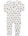 Kite Long Sleeves Romper - Cream - Multicolored Caterpillar Print - with Front Zip - Organic Cotton Babygrows