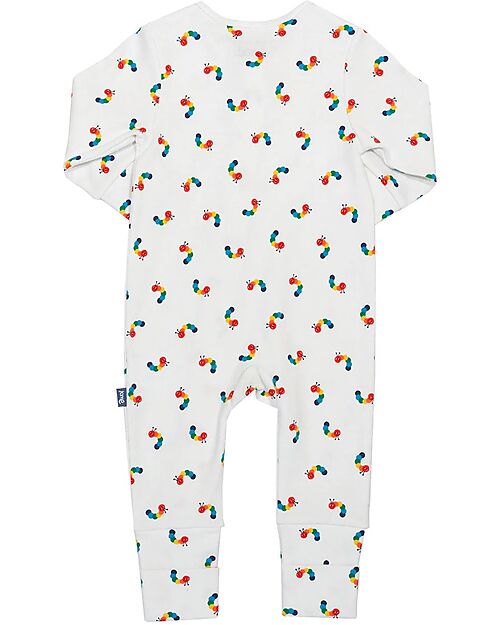 Kite Long Sleeves Romper - Cream - Multicolored Caterpillar Print - with Front Zip - Organic Cotton Babygrows