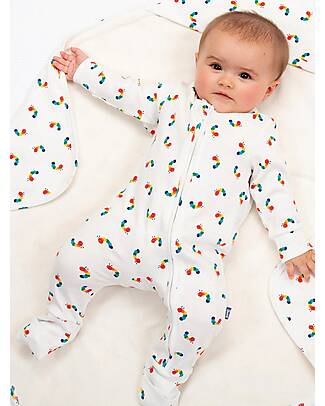 Kite Long Sleeves Romper - Cream - Multicolored Caterpillar Print - with Front Zip - Organic Cotton Babygrows