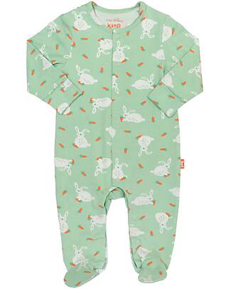 Kite Long Sleeves Romper - Light Green - Bunny Print - Organic Cotton Pyjamas