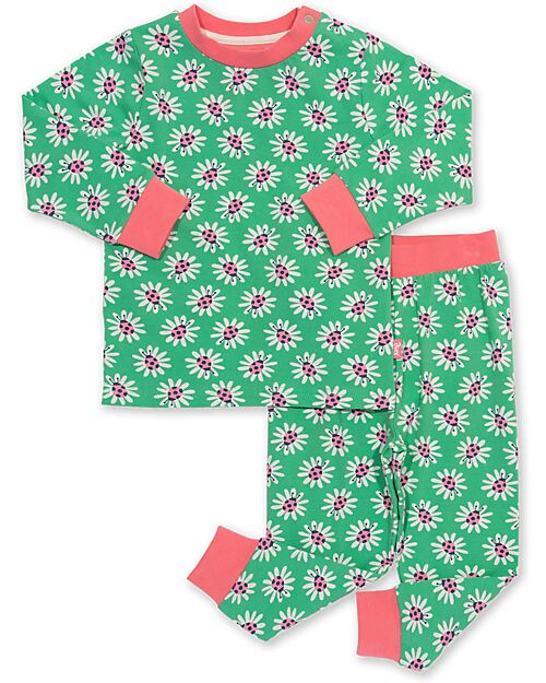 Kite Pajama Set - Green - Floral Print - Organic Cotton Jersey Pyjamas
