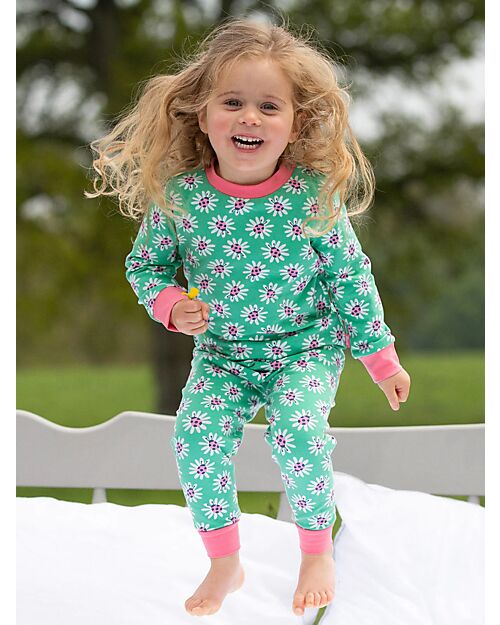 Kite Pajama Set - Green - Floral Print - Organic Cotton Jersey Pyjamas