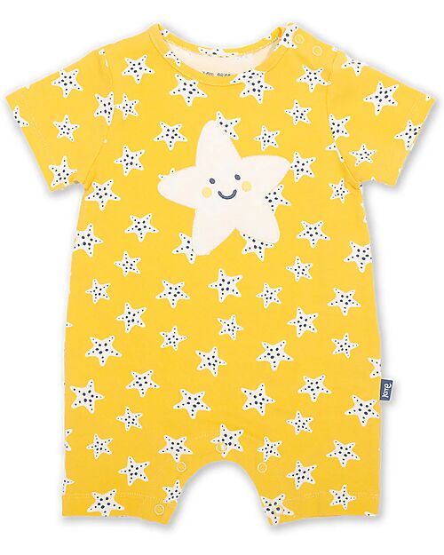 Kite Short Sleeve Rompers - Super Starfish - Yellow - 100% Organic Cotton Short Rompers